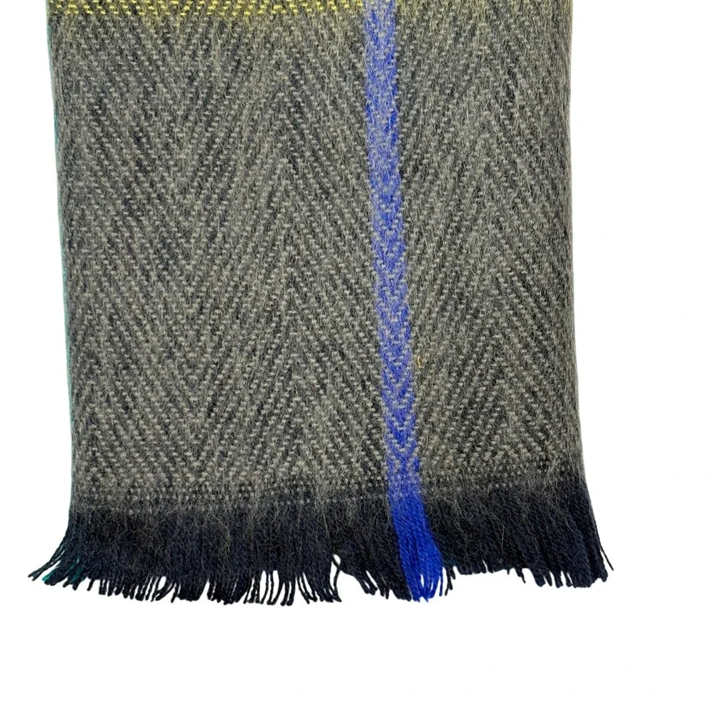Cashmere Feel Mens Plaid Fringe Scarf 12 X 32 Acrylic Preppy Academia Classic